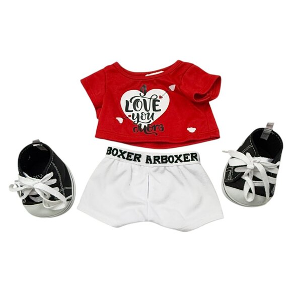 Build-a-bear BAB I Love You More Plush Bear Beige Red Shirt 15 inch Love - Picture 7 of 14